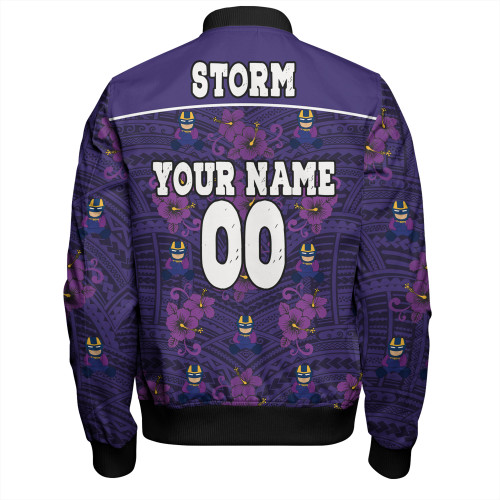 Melbourne Storm Bomber Jacket - With Maori Pattern Melbourne Storm Bomber Jacket - With Maori Pattern
