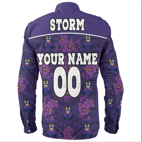 Melbourne Storm Long Sleeve Shirt - With Maori Pattern Melbourne Storm Long Sleeve Shirt - With Maori Pattern
