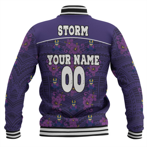 Melbourne Storm Baseball Jacket - With Maori Pattern Melbourne Storm Baseball Jacket - With Maori Pattern