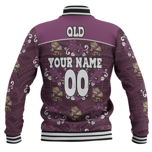 Cane Toads Custom Baseball Jacket - QLD With Maori Patterns Baseball Jacket