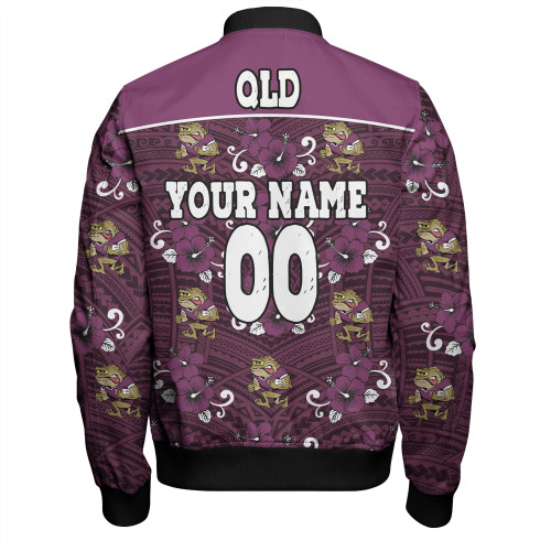 Cane Toads Custom Bomber Jacket - QLD With Maori Patterns Bomber Jacket Cane Toads Custom Bomber Jacket - QLD With Maori Patterns Bomber Jacket