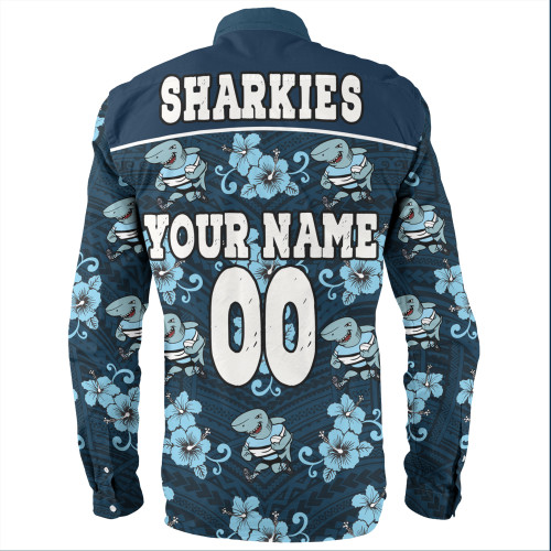 Cronulla-Sutherland Sharks Long Sleeve Shirt - Sharkies With Maori Patterns Long Sleeve Shirt Cronulla-Sutherland Sharks Long Sleeve Shirt - Sharkies With Maori Patterns Long Sleeve Shirt