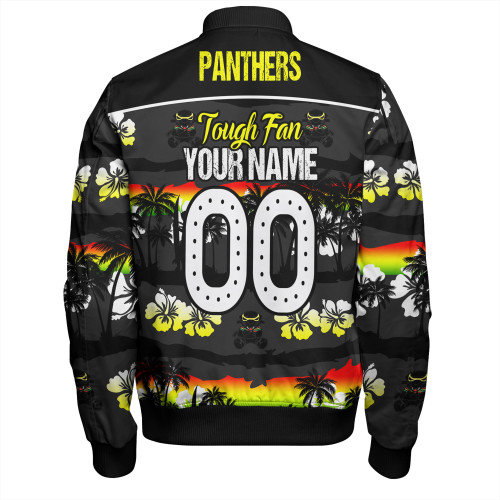 Penrith Panthers Bomber Jacket - Eat Sleep Repeat With Tropical Patterns Penrith Panthers Bomber Jacket - Eat Sleep Repeat With Tropical Patterns