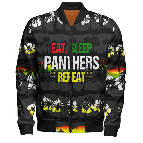 Penrith Panthers Bomber Jacket - Eat Sleep Repeat With Tropical Patterns