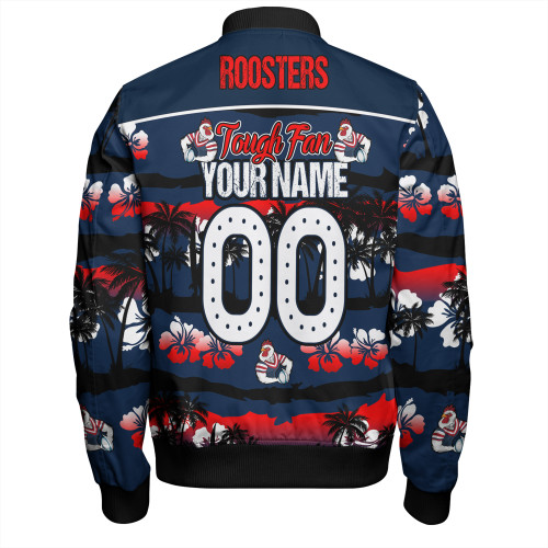 Sydney Roosters Bomber Jacket - Eat Sleep Repeat With Tropical Patterns Sydney Roosters Bomber Jacket - Eat Sleep Repeat With Tropical Patterns