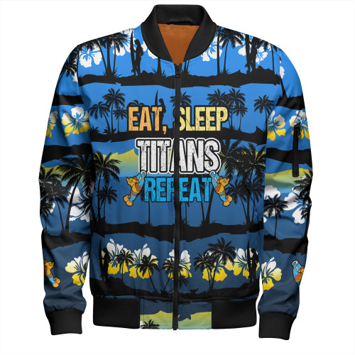 Gold Coast Titans Sport Bomber Jacket - Eat Sleep Repeat With Tropical Patterns