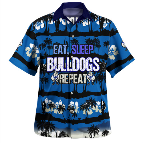 Canterbury-Bankstown Bulldogs Hawaiian Shirt - Eat Sleep Repeat With Tropical Patterns