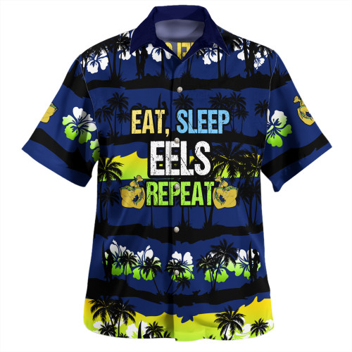 Parramatta Eels Sport Hawaiian Shirt - Eat Sleep Repeat With Tropical Patterns