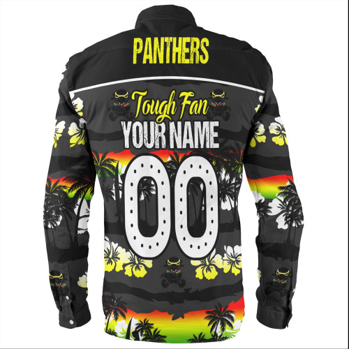 Penrith Panthers Long Sleeve Shirt - Eat Sleep Repeat With Tropical Patterns