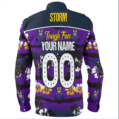 Melbourne Storm Long Sleeve Shirt - Eat Sleep Repeat With Tropical Patterns