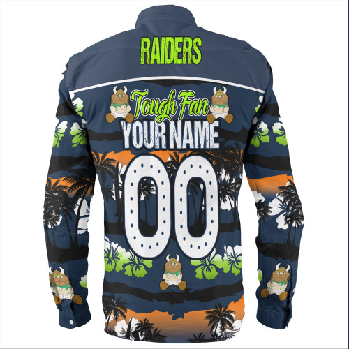 Canberra Raiders Long Sleeve Shirt - Eat Sleep Repeat With Tropical Patterns Canberra Raiders Long Sleeve Shirt - Eat Sleep Repeat With Tropical Patterns