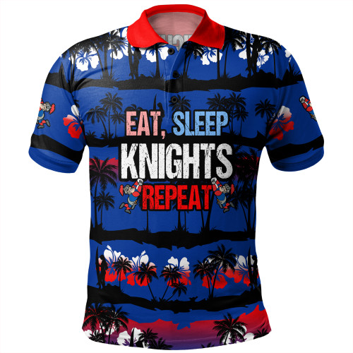 Newcastle Knights Sport Polo Shirt - Eat Sleep Repeat With Tropical Patterns