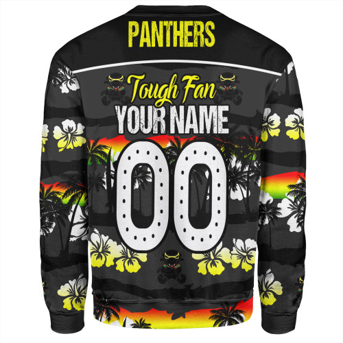 Penrith Panthers Sweatshirt - Eat Sleep Repeat With Tropical Patterns Penrith Panthers Sweatshirt - Eat Sleep Repeat With Tropical Patterns