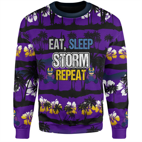 Melbourne Storm Sweatshirt - Eat Sleep Repeat With Tropical Patterns