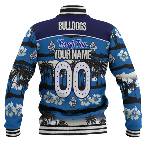 Canterbury-Bankstown Bulldogs Baseball Jacket - Eat Sleep Repeat With Tropical Patterns Canterbury-Bankstown Bulldogs Baseball Jacket - Eat Sleep Repeat With Tropical Patterns