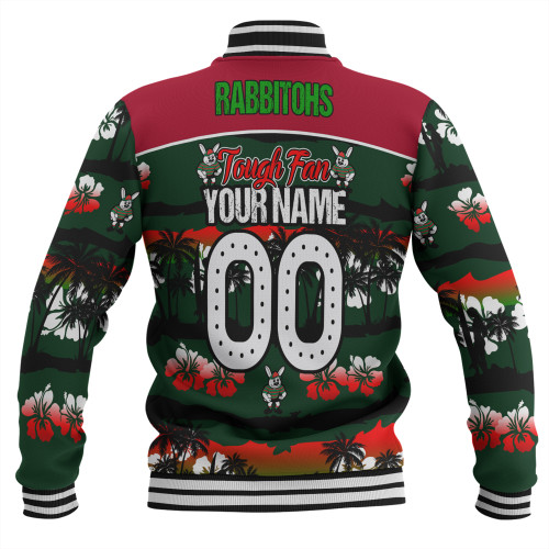South Sydney Rabbitohs Baseball Jacket - Eat Sleep Repeat With Tropical Patterns South Sydney Rabbitohs Baseball Jacket - Eat Sleep Repeat With Tropical Patterns