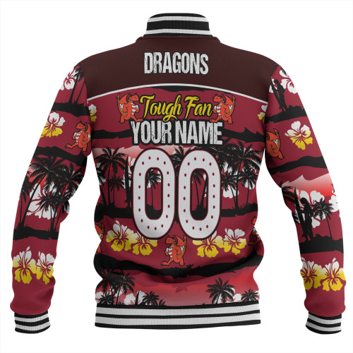 St. George Illawarra Dragons Baseball Jacket - Eat Sleep Repeat With Tropical Patterns St. George Illawarra Dragons Baseball Jacket - Eat Sleep Repeat With Tropical Patterns