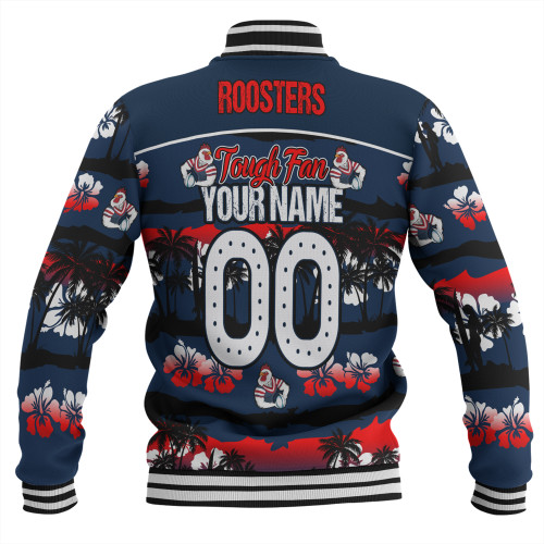 Sydney Roosters Baseball Jacket - Eat Sleep Repeat With Tropical Patterns Sydney Roosters Baseball Jacket - Eat Sleep Repeat With Tropical Patterns
