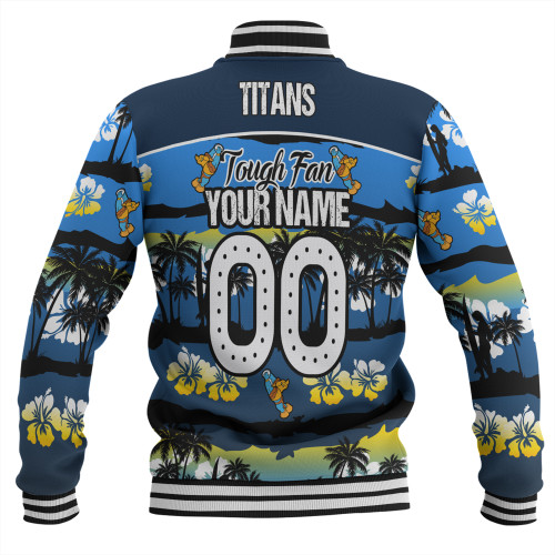 Gold Coast Titans Sport Baseball Jacket - Eat Sleep Repeat With Tropical Patterns Gold Coast Titans Sport Baseball Jacket - Eat Sleep Repeat With Tropical Patterns
