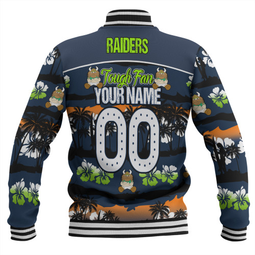 Canberra Raiders Baseball Jacket - Eat Sleep Repeat With Tropical Patterns Canberra Raiders Baseball Jacket - Eat Sleep Repeat With Tropical Patterns