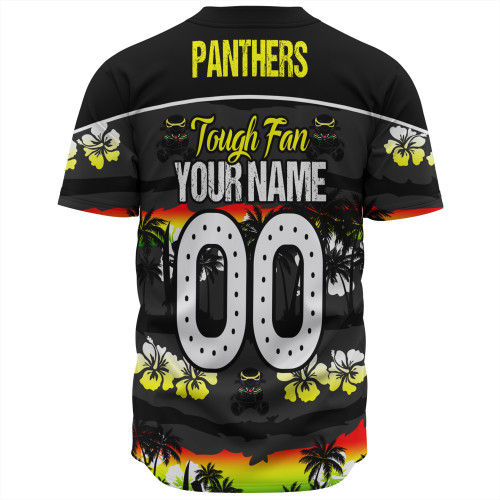 Penrith Panthers Baseball Shirt - Eat Sleep Repeat With Tropical Patterns Penrith Panthers Baseball Shirt - Eat Sleep Repeat With Tropical Patterns