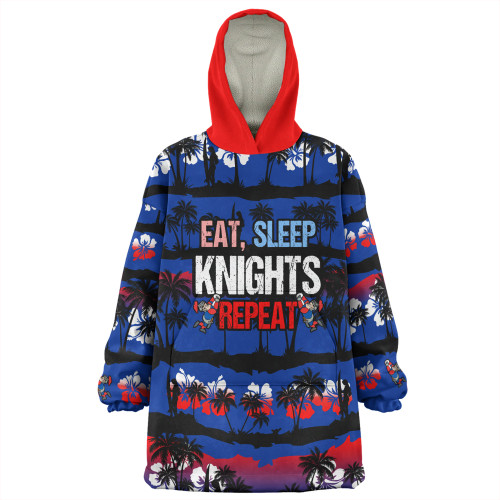 Newcastle Knights Sport Snug Hoodie - Eat Sleep Repeat With Tropical Patterns