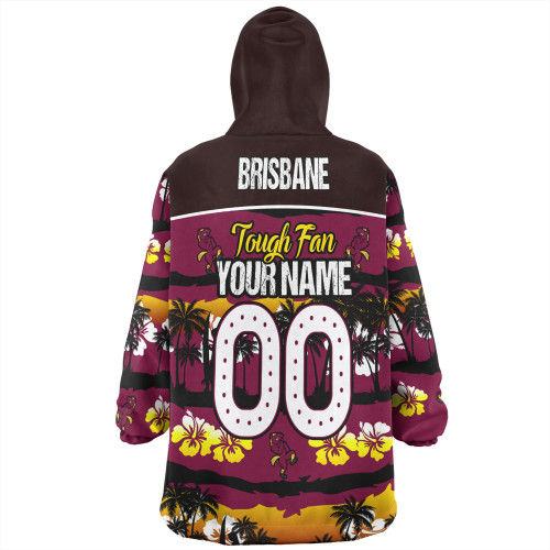 Brisbane Broncos Snug Hoodie - Eat Sleep Repeat With Tropical Patterns
