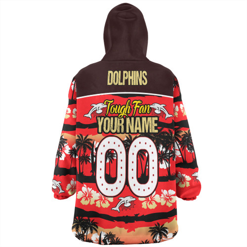 Redcliffe Dolphins Snug Hoodie - Eat Sleep Repeat With Tropical Patterns