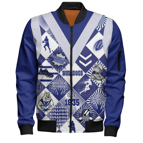 Canterbury-Bankstown Bulldogs Bomber Jacket - Argyle Patterns Style Tough Fan Rugby For Life