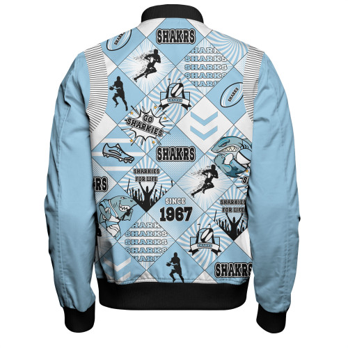 Cronulla-Sutherland Sharks Bomber Jacket - Argyle Patterns Style Tough Fan Rugby For Life Cronulla-Sutherland Sharks Bomber Jacket - Argyle Patterns Style Tough Fan Rugby For Life