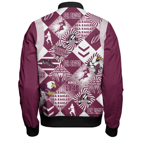 Manly Warringah Sea Eagles Bomber Jacket - Argyle Patterns Style Tough Fan Rugby For Life Manly Warringah Sea Eagles Bomber Jacket - Argyle Patterns Style Tough Fan Rugby For Life