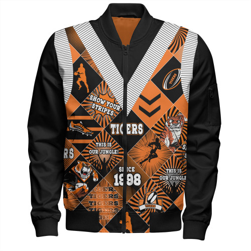 Wests Tigers Bomber Jacket - Argyle Patterns Style Tough Fan Rugby For Life