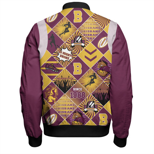 Brisbane Broncos Bomber Jacket - Argyle Patterns Style Tough Fan Rugby For Life Brisbane Broncos Bomber Jacket - Argyle Patterns Style Tough Fan Rugby For Life