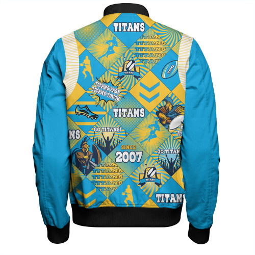 Gold Coast Titans Sport Bomber Jacket - Argyle Patterns Style Tough Fan Rugby For Life Gold Coast Titans Sport Bomber Jacket - Argyle Patterns Style Tough Fan Rugby For Life