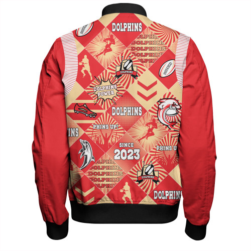 Redcliffe Dolphins Bomber Jacket - Argyle Patterns Style Tough Fan Rugby For Life Redcliffe Dolphins Bomber Jacket - Argyle Patterns Style Tough Fan Rugby For Life