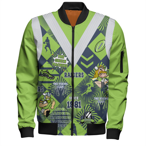 Canberra Raiders Bomber Jacket - Argyle Patterns Style Tough Fan Rugby For Life