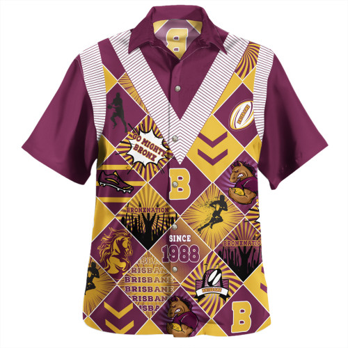 Brisbane Broncos Hawaiian Shirt - Argyle Patterns Style Tough Fan Rugby For Life