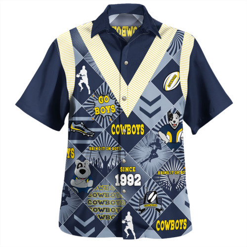 North Queensland Cowboys Hawaiian Shirt - Argyle Patterns Style Tough Fan Rugby For Life