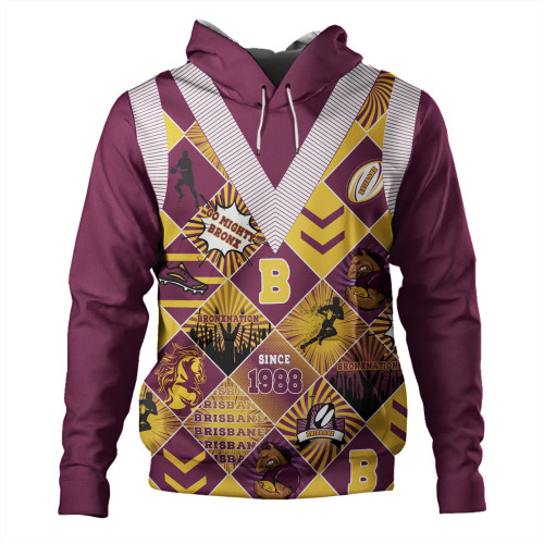 Brisbane Broncos Hoodie - Argyle Patterns Style Tough Fan Rugby For Life