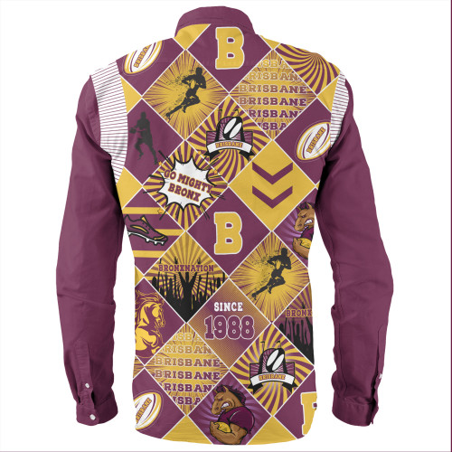Brisbane Broncos Long Sleeve Shirt - Argyle Patterns Style Tough Fan Rugby For Life Brisbane Broncos Long Sleeve Shirt - Argyle Patterns Style Tough Fan Rugby For Life