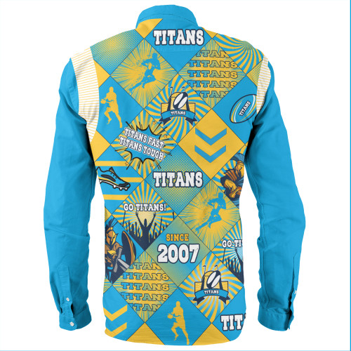 Gold Coast Titans Sport Long Sleeve Shirt - Argyle Patterns Style Tough Fan Rugby For Life Gold Coast Titans Sport Long Sleeve Shirt - Argyle Patterns Style Tough Fan Rugby For Life
