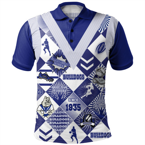 Canterbury-Bankstown Bulldogs Polo Shirt - Argyle Patterns Style Tough Fan Rugby For Life