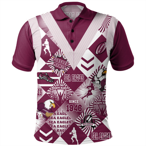 Manly Warringah Sea Eagles Polo Shirt - Argyle Patterns Style Tough Fan Rugby For Life