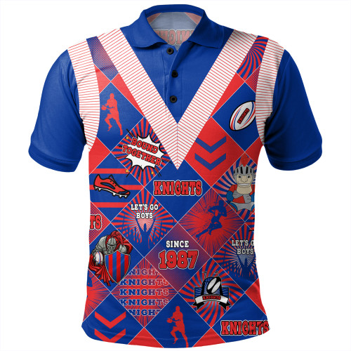 Newcastle Knights Sport Polo Shirt - Argyle Patterns Style Tough Fan Rugby For Life