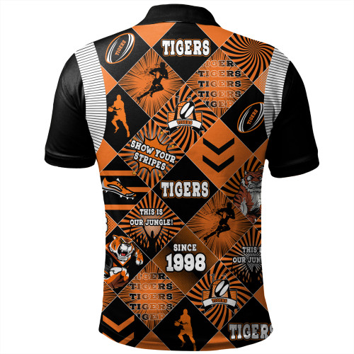 Wests Tigers Polo Shirt - Argyle Patterns Style Tough Fan Rugby For Life Wests Tigers Polo Shirt - Argyle Patterns Style Tough Fan Rugby For Life