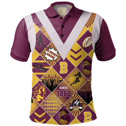 Brisbane Broncos Polo Shirt - Argyle Patterns Style Tough Fan Rugby For Life