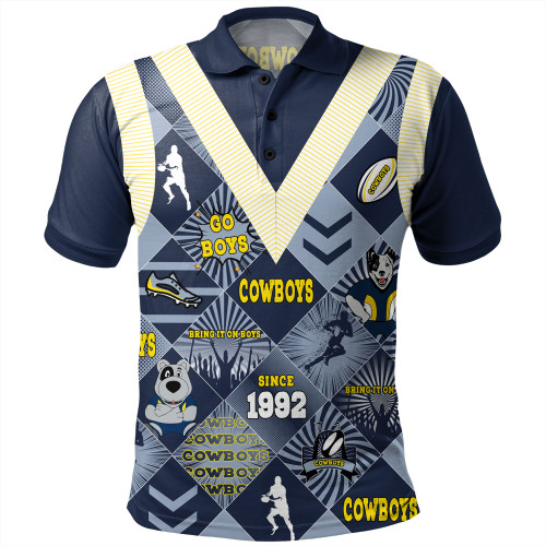 North Queensland Cowboys Polo Shirt - Argyle Patterns Style Tough Fan Rugby For Life