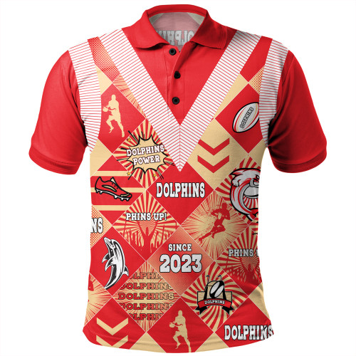 Redcliffe Dolphins Polo Shirt - Argyle Patterns Style Tough Fan Rugby For Life