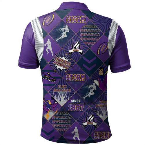 Melbourne Storm Polo Shirt - Argyle Patterns Style Tough Fan Rugby For Life Melbourne Storm Polo Shirt - Argyle Patterns Style Tough Fan Rugby For Life