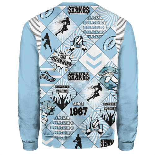 Cronulla-Sutherland Sharks Sweatshirt - Argyle Patterns Style Tough Fan Rugby For Life Cronulla-Sutherland Sharks Sweatshirt - Argyle Patterns Style Tough Fan Rugby For Life